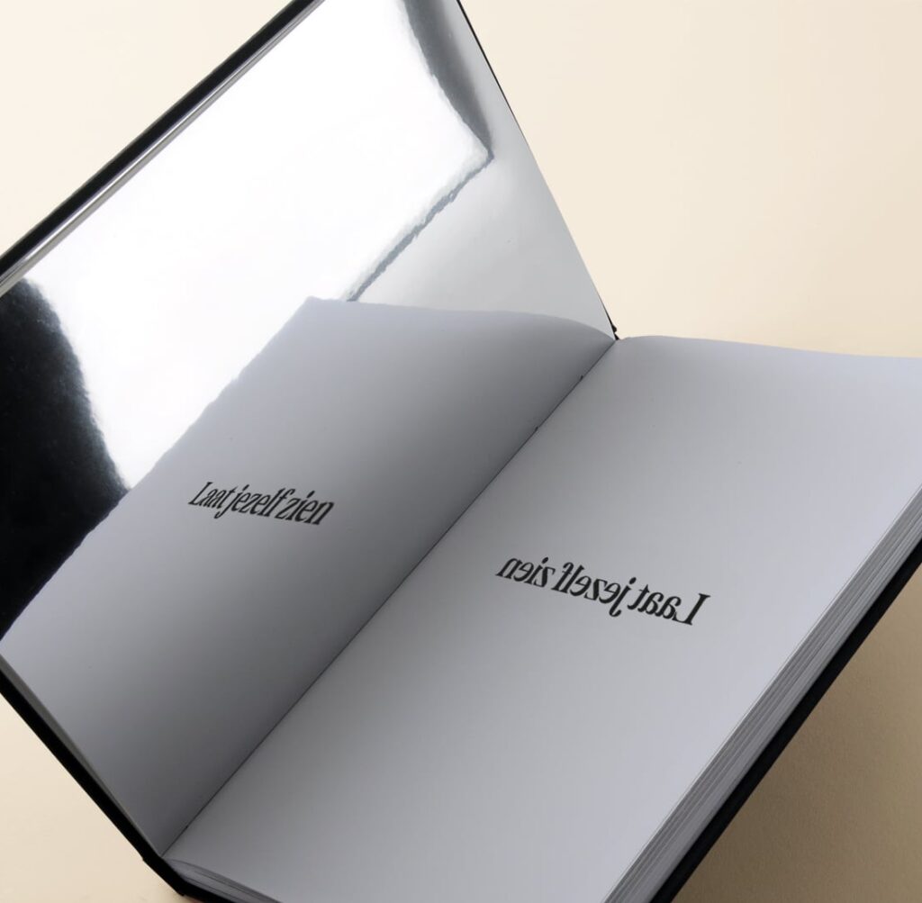 In het licht staan spiegelpagina